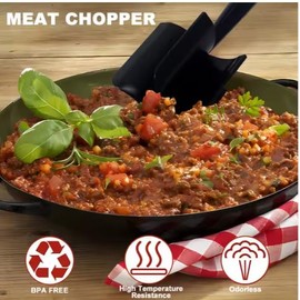 Meat Chopper for Hamburger, Premium Heat Resistant Masher and Smasher for Ground Beef, Ground Turkey and More, Nylon Ground Beef Chopper Tool and Meat Fork, Non Stick Mix Chopper