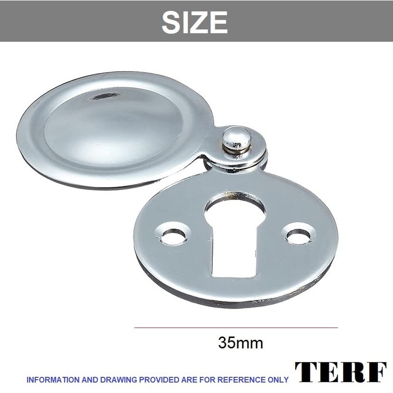 TERF® Polished Chrome Escutcheon Covered 35mm Keyhole Cover Escutcheon including