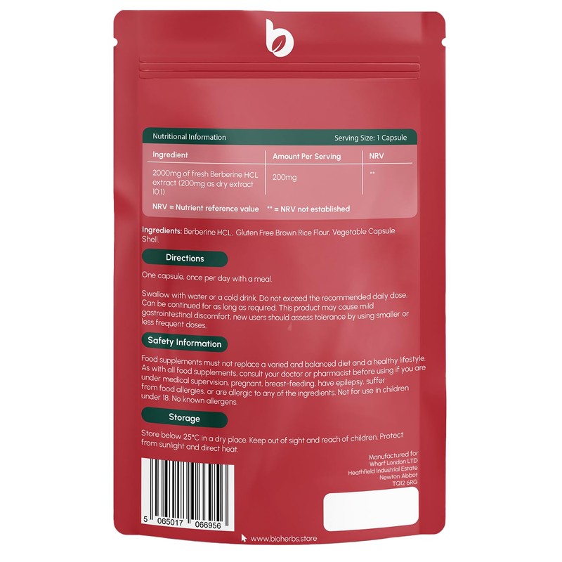 Berberine HCL Supplement High Strength - 2000mg 99% HCL by