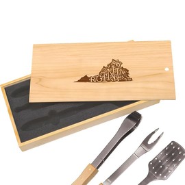 Virginia BBQ Tool Set: Old Dominion Grilling, Premium Stainless Steel Spatula, Tongs & Fork, Perfect for Virginia History Buffs, Elegantly Boxed