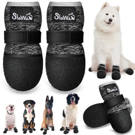 SlowTon Dog Shoes - Breathable Dog Socks Shoes for Hardwood Floor Dog Boots with Reflective Strips for Small to Large Dogs, Outdoor Summer Hot Plaster Waterproof Non-Slip