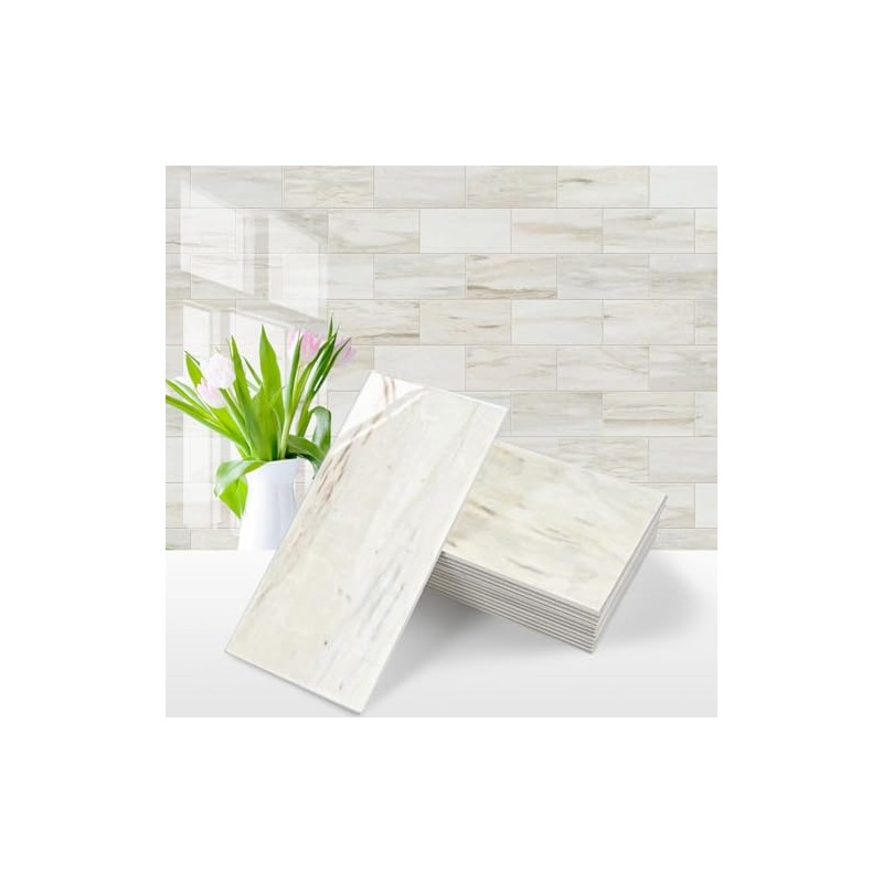 Vamos Tile 4-Piece Glossy Wooden Marble Grain Peel and Stick