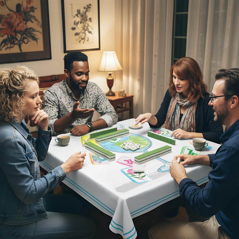 Hahafelt Mahjong Table Cloth for Card Table 55 x 55