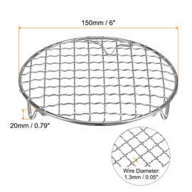 HARFINGTON Round Cooking Rack 6-inch 201 Stainless Steel Cross Wire Barbecue Grill Net with 20mm Legs for Cooking Baking Steaming BBQ