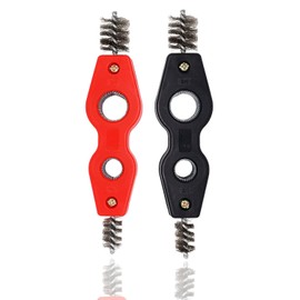 SWZHAI 2 Pack 4-in-1 Copper Pipe Cleaner, 1/2 in & 3/4 in Wire Brush Copper Pipe Brush, Inner & Outer Thread Cleaner Plumber Deburring Brushs Coppers Cleaning Brushs for Brazing, Plumbing, Soldering