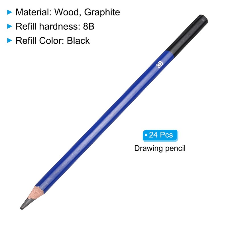 PATIKIL 8B Drawing Pencils for Sketching, 24PCS Sketch Pencils for