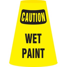 Accuform FBC921P Vinyl Traffic Cone Cuff Sleeve, Legend "Caution Wet Paint", Black on Yellow (Pack of 6)
