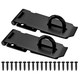 Door Lock Clasp, 2Pcs Door Hasp Latch Lock, 4inch Stainless Steel Padlock Latch for Wooden Case, Toolboxes, Cabinet Boxes, Drawer, Toolbox (Black)