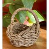 Vintage 1980's Wicker Basket w/ Handle Small Miniature 4"L X