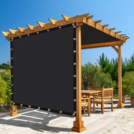 Amagenix 90% Pergola Shade Cover 7'X 7' Black Sun Shade Cloth with Grommets GN04 for Outdoor Garden Patio Porch, Commercial Grade 200 GSM - Cable Zip Ties Included (We Customized)