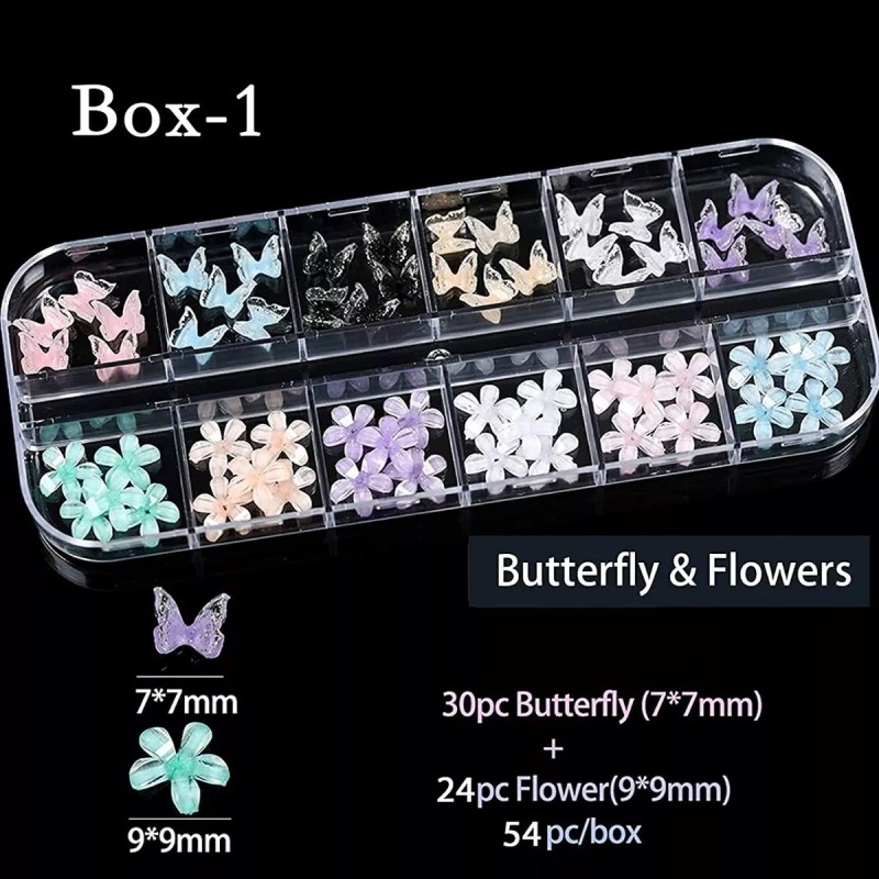 Anow Cajas De Acrílico 3d Colores Mezclados Flores Brillantes