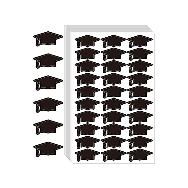 Whaline 600pcs Graduation Cap Stickers Black Graduation Hat Sealing Labels