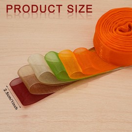 Whaline 6 Rolls Fall Sheer Chiffon Ribbon Organza Wrapping Ribbon 120 Yards Autumn Colored Fabric Ribbon for Thanksgiving Wreath Bow Making DIY Crafts Wrapping Supplies