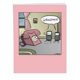 NobleWorks - Big Mother's Day Card for Grandma (8.5 x 11 Inch) - Funny Appreciation for Grandmothers, Jumbo Notecard with Envelope - Grandma Phone J1609MDG
