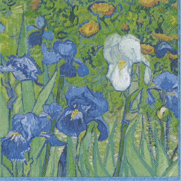 Entretenimiento con servilletas de papel Caspari para cóctel, paquete de 40, Van Gogh Irises & Nympheas