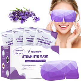FRSHMORN 32 Packs Steam Eye Mask, Heated Eye Mask for Sleeping, Warm Compress for Eyes, Self Heating Disposal Eye Mask Comfortable Sleep Mask for Home, Office, Spa, Travel Essentials (Lavender)