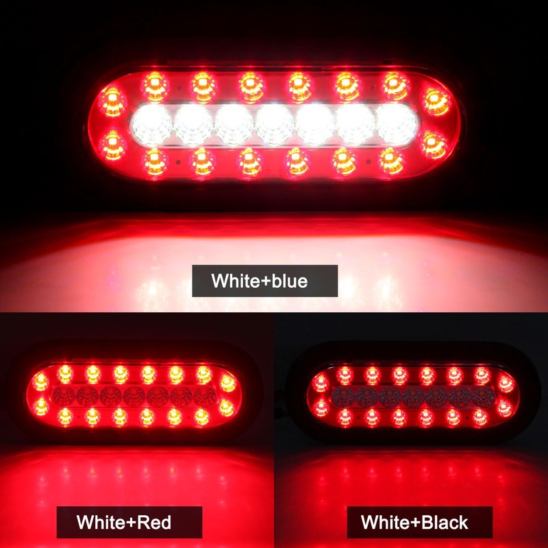 Traberm 6Pcs 6" Inch Oval Led Trailer Tail Lights Red