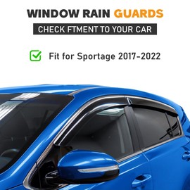 Shatterproof Taped-On Window Deflectors for Kia Sportage 2017-2022 with Chrome Trim, Rain Guards, Window Visors for Car, Vent Deflector, 4pcs