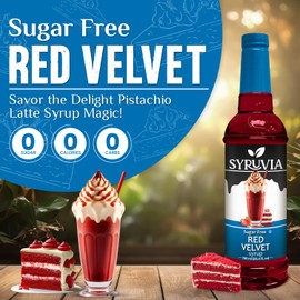 Sugar-Free Red Velvet Syrup by Syruvia 6-Pack, 25.4 fl oz, Wholesale Coffee Syrup Shops, Cafes, Baristas, Bistros, & Beverage Bars, Bulk Kosher & Gluten-Free