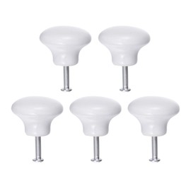 BESPORTBLE 5pcs Cabinet Hardware Handle Pull Round Ceramic Kitchen Cabinet Bar Knobs and Pull Closet Door Drawer Handles (White)