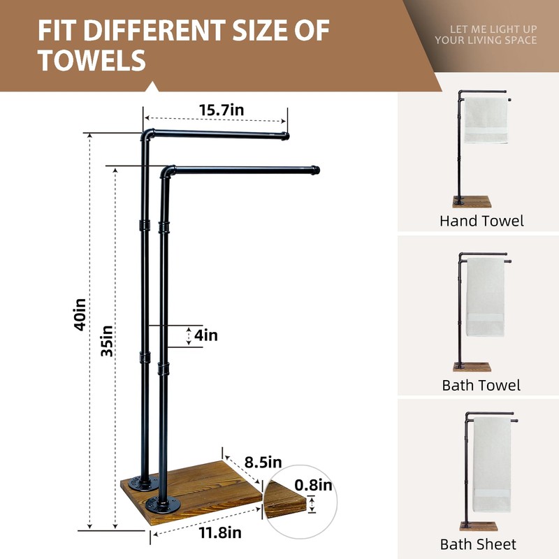 40 Inch Free Standing Towel Rack for Bathroom