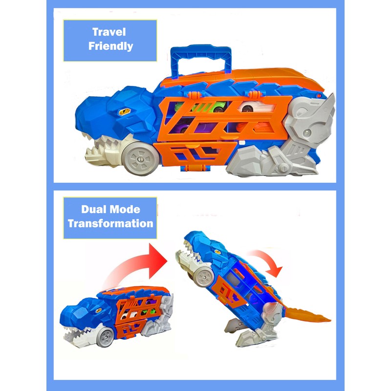 Two Pack Dinosaurs Toy Truck with Launcher, 8 Metal Cars,