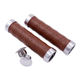 KINGOU Honey Brown Leather Handlebar Grip for Bicycle/Fixed Gear/Mountain/Folding Bike Double Lock-on Bar Grip