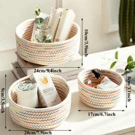 Oenothera 3 Pieces Basket Storage, Basket Braided for Plants, Bathroom Changing Table Accessories, for Children's Room, Living Room, Bathroom, Table, Decorative