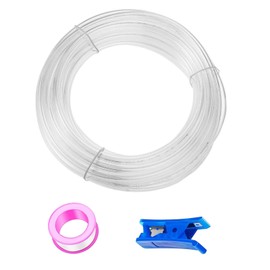 HUAZIZ 20 m Transparent PU Pneumatikschlauch, Pneumatic Polyurethane Schlauch, Flexibel Druckluftschlauch, Außen 8 mm x Innen 5 mm + 1 Stück Blau Schlauchcutter +1Stück Rosa Teflonband