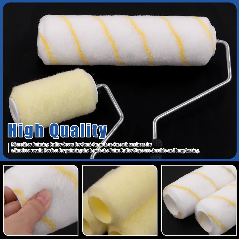 Glarks 8Pcs 4 Inch and 9 Inch Paint Roller Covers