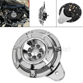 Unbranded Chrome 110dB Horn Speaker Cover For Harley Dyna Road King Glide Softail Big Twin