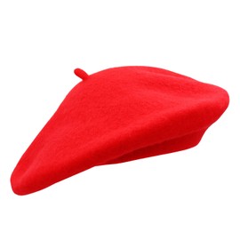 Umeepar Wool French Beret Hat Solid Color Winter Hat for Women, Red