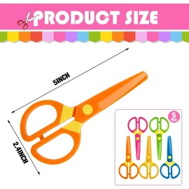 LOVESTOWN Kids Scissors, 5PCS Blunt Tip Toddlers Training Safety Scissor, Anti-Pinch Design, Hand-Eye Coordination Development, Playdough Tools Paper Cutting Activity, DIY Craft Supplies