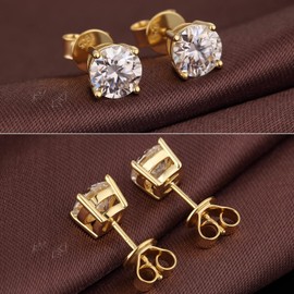 Moissanite Stud Earrings, Moissanite Stud Earrings Men Women Diamond S925 Sterling Silver Earrings Jewellery, Sterling Silver, Cubic Zirconia