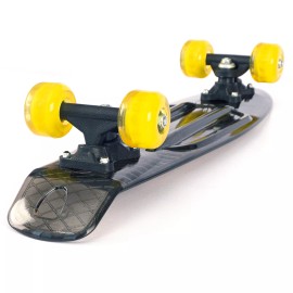 4K Athletics Complete 22" mini cruiser Skateboard w/ 2 LED Light Up Wheels for Beginners Kids - Black