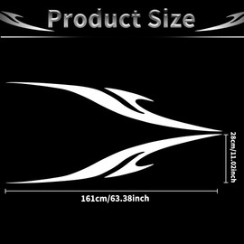 TOMALL 2Pcs 63'' Wave Flame Graphics Stickers Car Body Side Decals Racing Sports Stripe Decals for Car Universal Vinyl Waterproof Decal Decoration for Truck SUV Off-Road Vehicles Accessories (White)