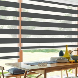 Allbright Zebra Window Blinds for Home 31"W × 64"H Black , Dual Layer Roller Shade, Room Darkening Shade Roll Up and Pull Down Blinds, Light Filtering Window Shades for Day and Night, Easy to Install