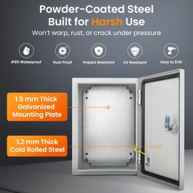 QILIPSU Metal Electrical Box IP65 Waterproof Steel Project Enclosure Lockable Weatherproof Electric Junction Box for Indoor & Outdoor Use 10"x8"x6"