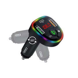 KK KENIK Bluetooth 5.0 Car FM Transmitter, 3.1A PD Fast Charging, 7-Colour LED Light Switch],Dual USB Ports,[HiFi Bass Sound] Wireless Radio Music Adapter,Hands-Free Calling Support USB Drive
