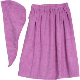 SPA Baño Conjunto de Envoltura Corporal Toalla Albornoz sin Pelusa para Ducha Sauna Baño 6 Colores Mujeres Gorro de Secado de Cabello de Secado Rápido (Morado Claro)