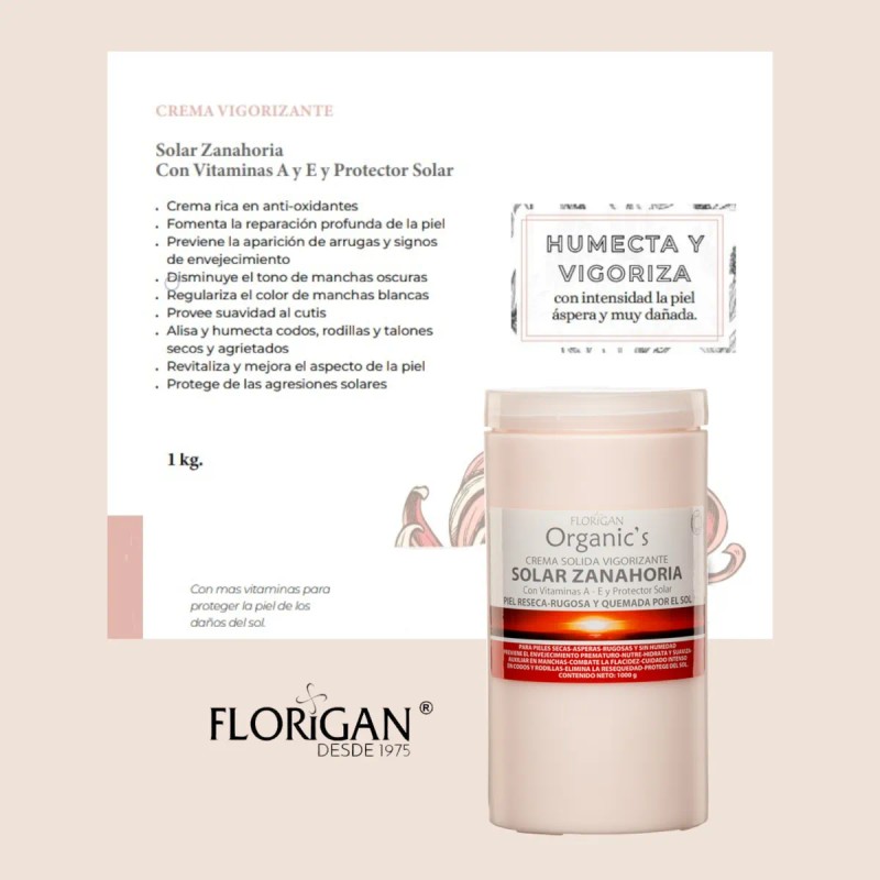Crema Solar Zanahoria Sólida Florigan 1kg Pack Natural