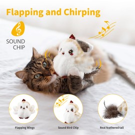 Gigwi Interactive Cat Toys for Indoor Cats, Flapping and Chirping Catnip Toys for Cat Exercise, Automatic Cat Toy with Beating Wings & Real Feather Tail, Rechargeable Cat Kicker Toy Princess