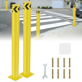 Nilight Safety Bollard, 48 inches Height Steel Bollard Post High High Visibility, 2 Pack