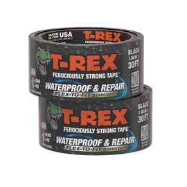 T-REX Flexible Waterproof Tape - Heavy Duty Adhesive Waterproofing Tape for Repair, Leaks, Roof Patches - Extreme Weather & UV Resistance - Black, 1.88" x 30 ft. (Pack of 2)