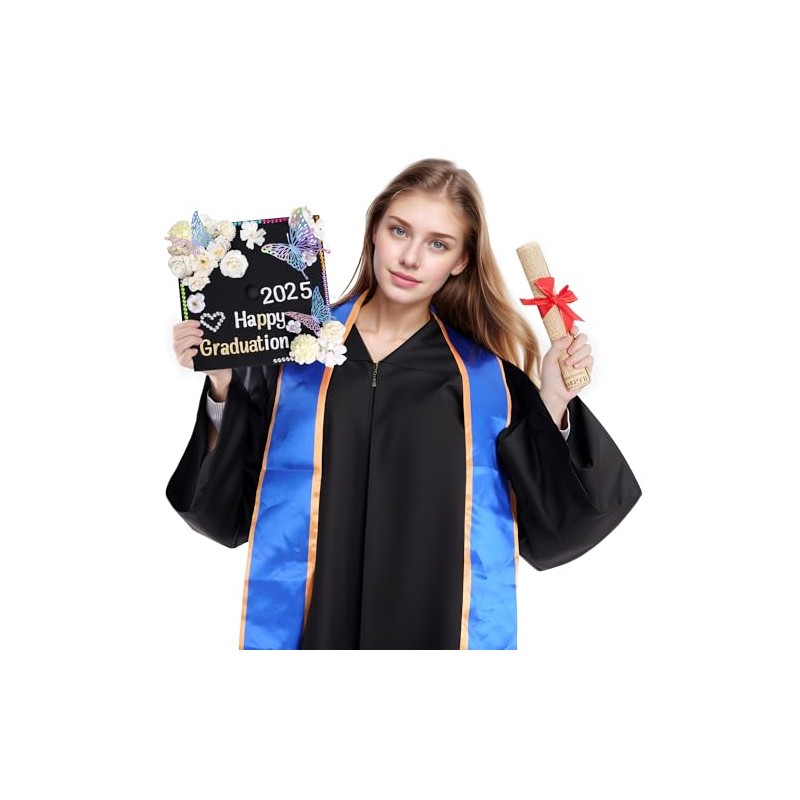 42 Pcs Graduation Hat Decorations Kit Includes 20Pcs Purple Decorative