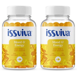 Issviva Gummies Mood and Energy Supplements with Vitamins B1, B2, B6, B12, C and Biotin for Women - Orange Flavoured, 150 Gummies - 300g (Twin-Pack)