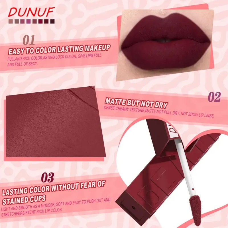 Set 8 Labiales Líquidos Mate Beauty Rojo
