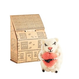 Sew Heart Felt | Hand-Felted Loving Lottie Sheep | Organic Wool Home Decor | Fair Trade Plush Animal Ornament | Gift for Any Occasion | Perfect for New Spaces & Home Accessories