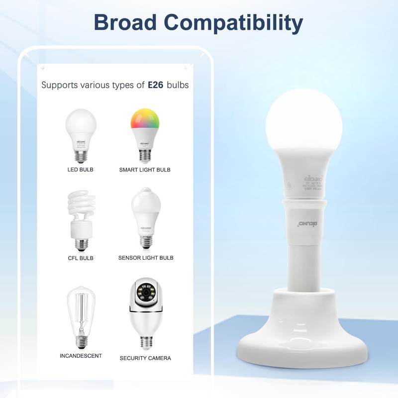 DiCUNO E26 3.15-4.13Inch/8-10.5CM Extension Flexible Socket Extender Adapter, E26 Edison