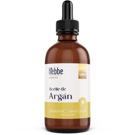 HEBBE | Aceite De Argán Virgen Orgánico 100 ml | Tratamiento Capilar y Facial Hidratante | Nutre, Repara y Aporta Brillo al Cabello | Aceite Vegetal Cosmético